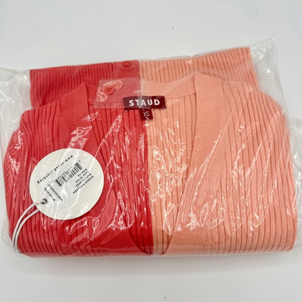 NWT Staud Shoko Sweater Dress in Bittersweet Peach Light Pink Blush Button Down - Picture 13 of 16